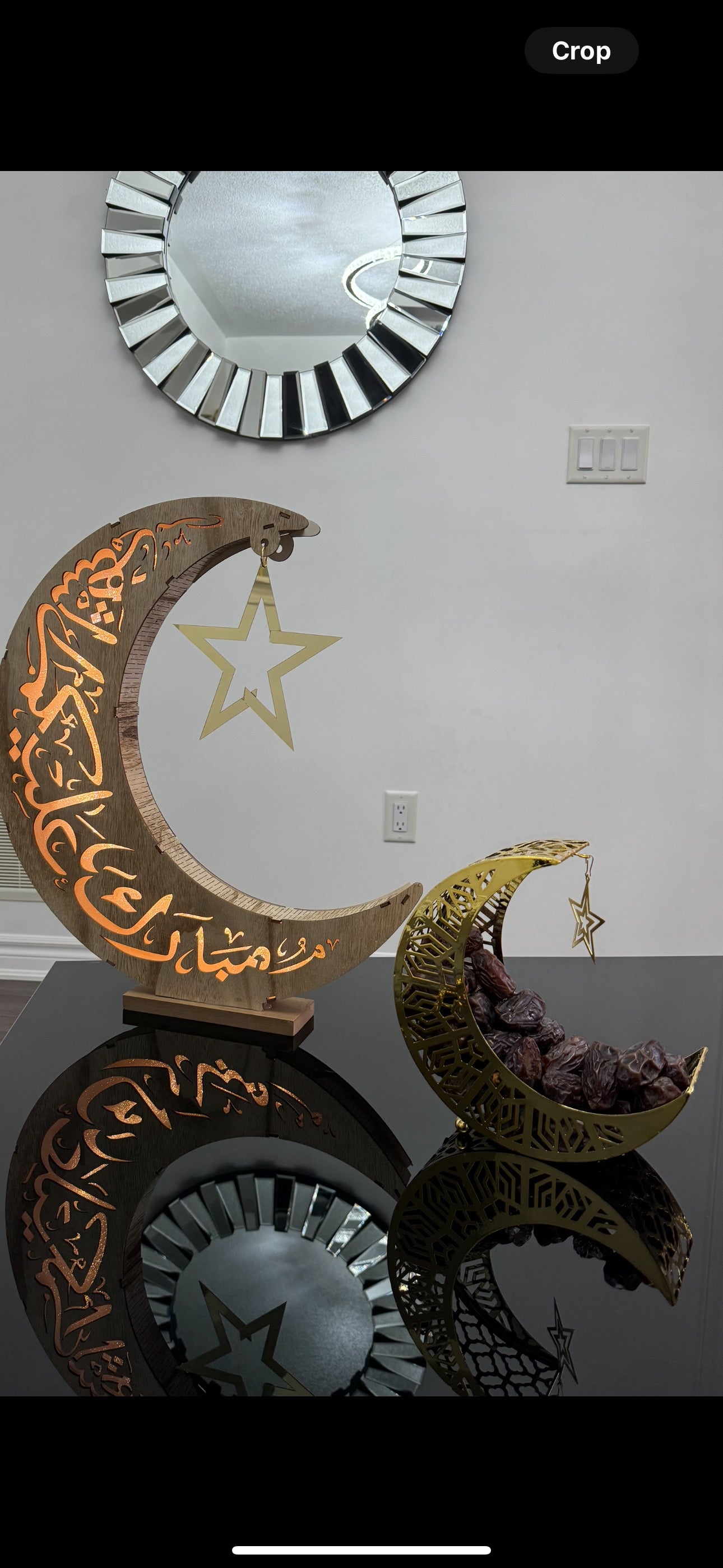 Elegant Golden Ramadan Tray Moon Design