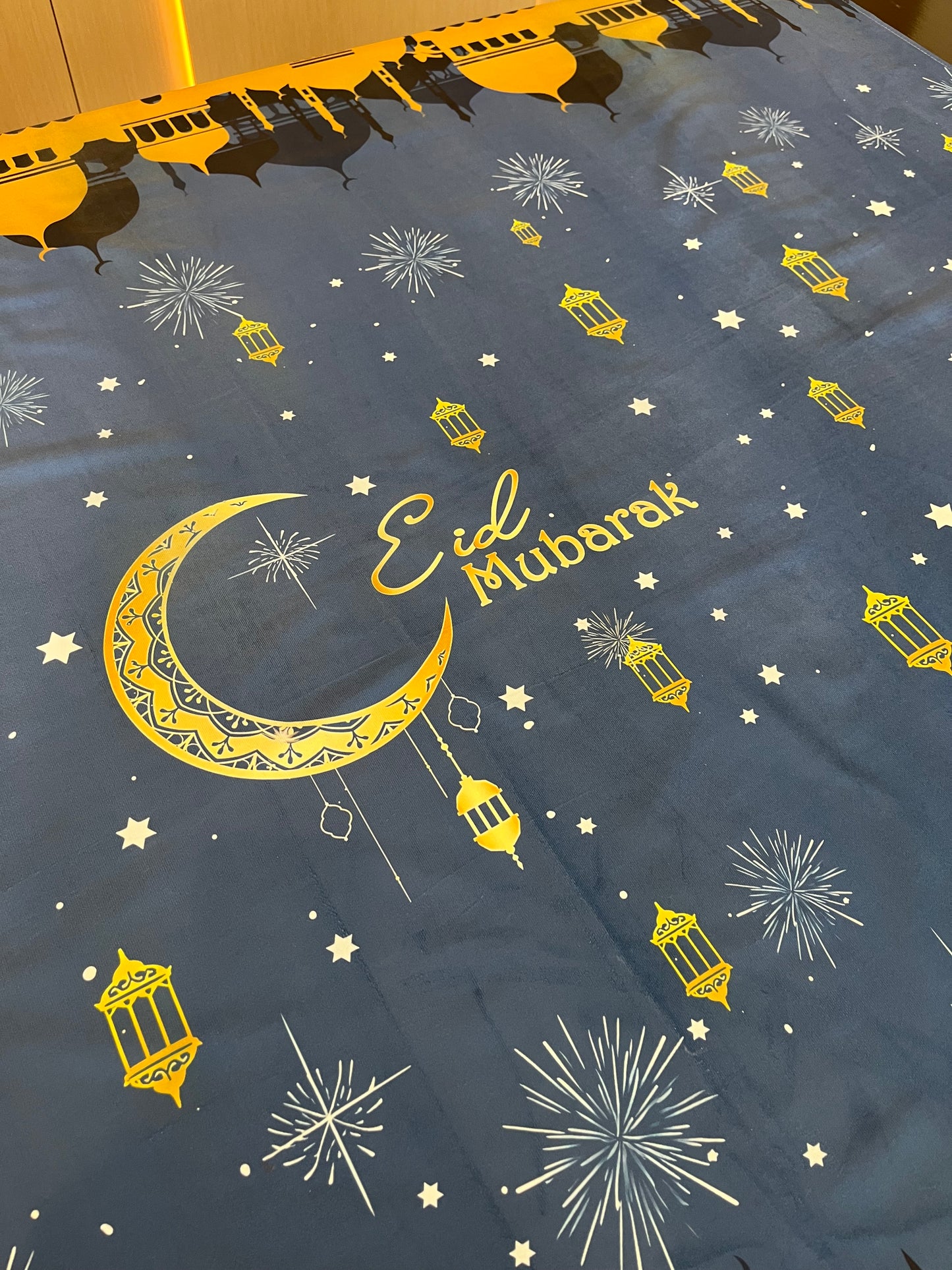 Large Eid Mubarak Tablecloth -Fabric Rectangular