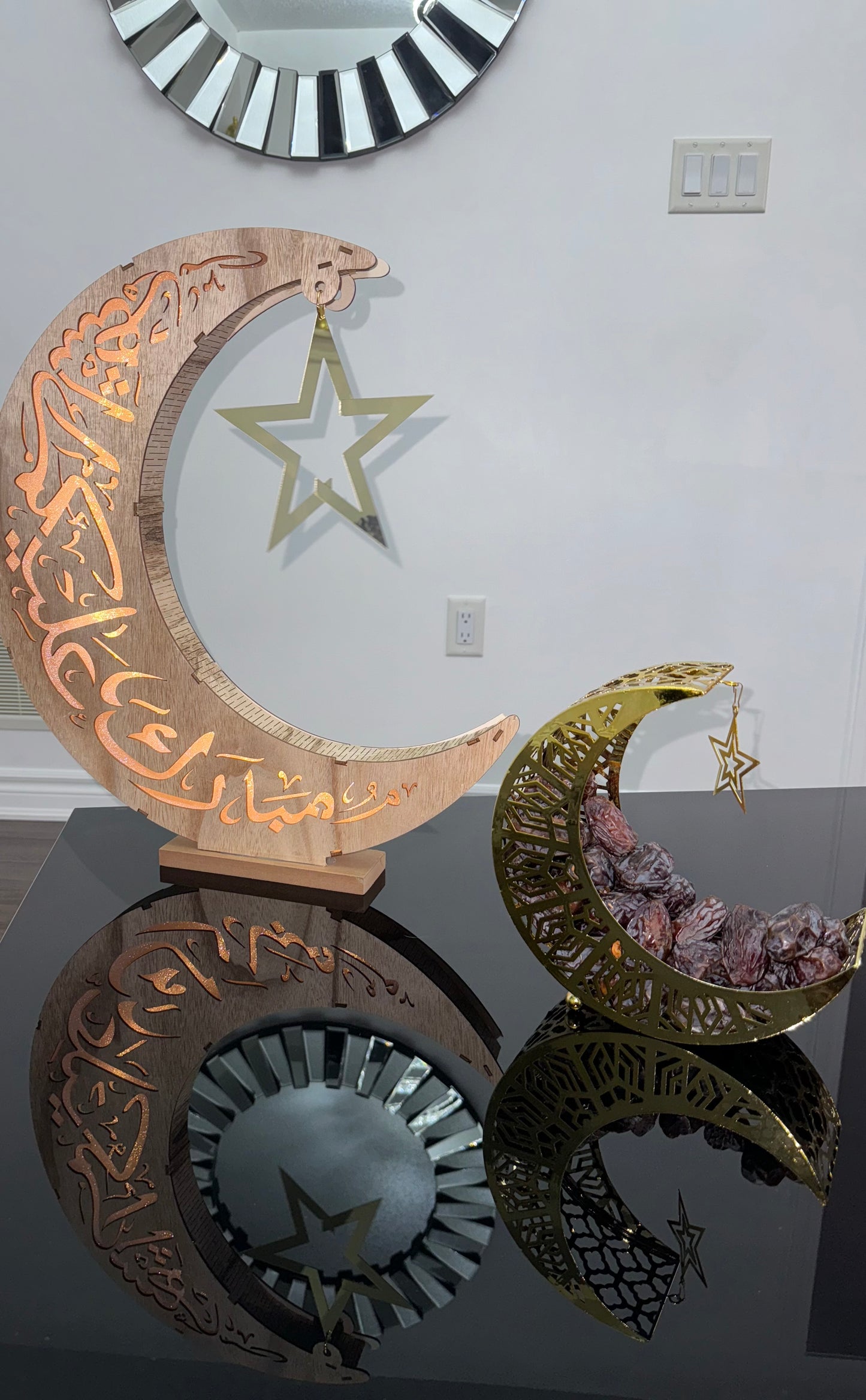 Elegant Golden Ramadan Tray Moon Design
