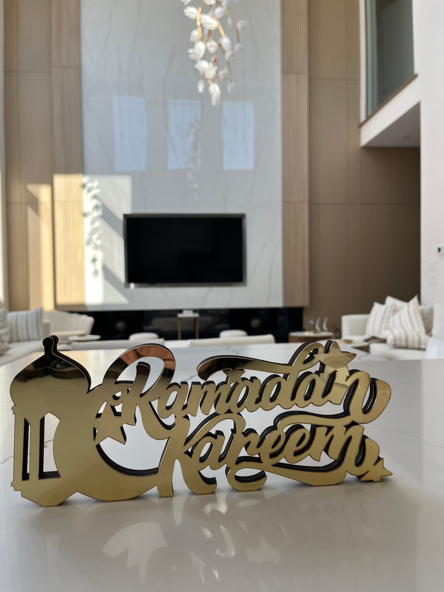Ramadan Kareem Wooden Acrylic Tabletop - Gold