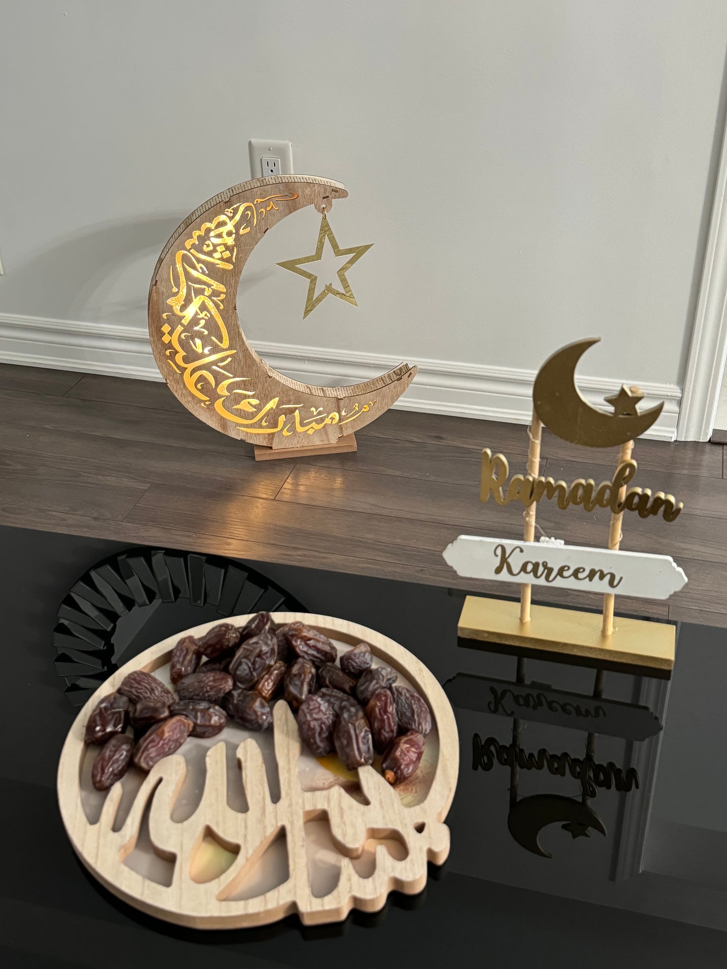 Ramadan Kareem Wooden with lights Tabletop