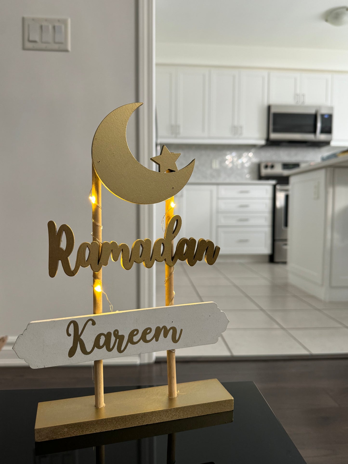 Ramadan Kareem Wooden with lights Tabletop