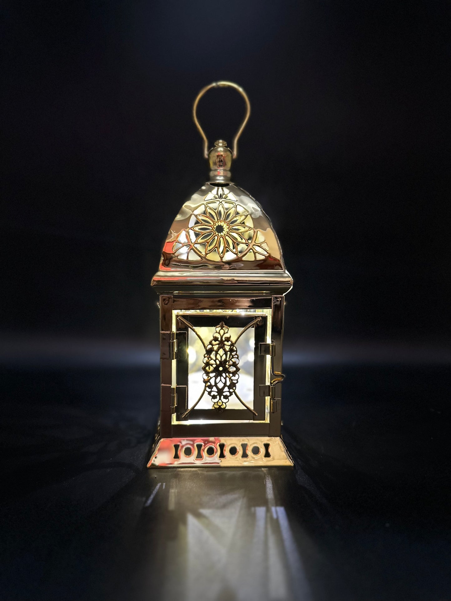 Ramadan Lantern with Lights - Gold
