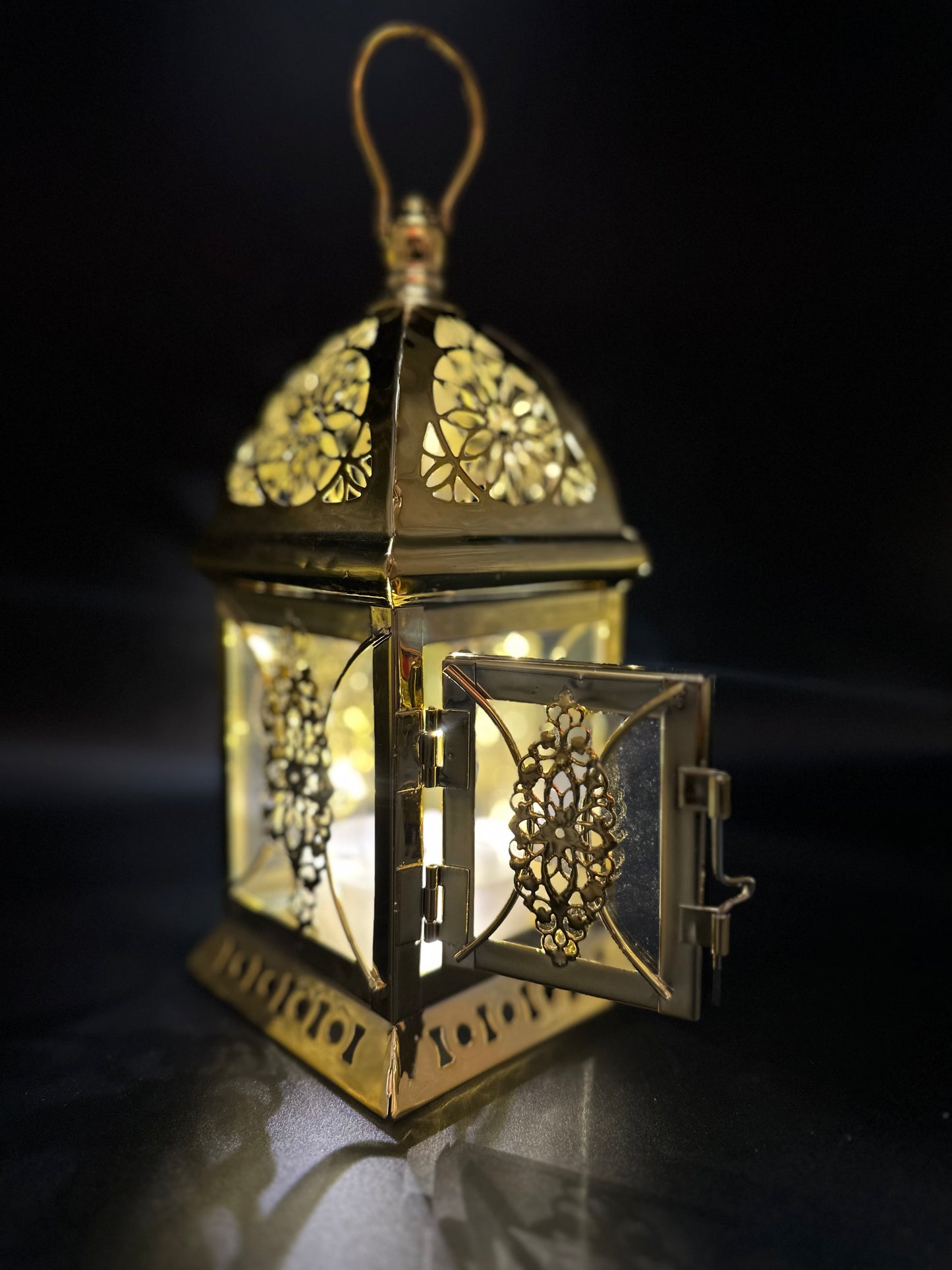 Ramadan Lantern with Lights - Gold