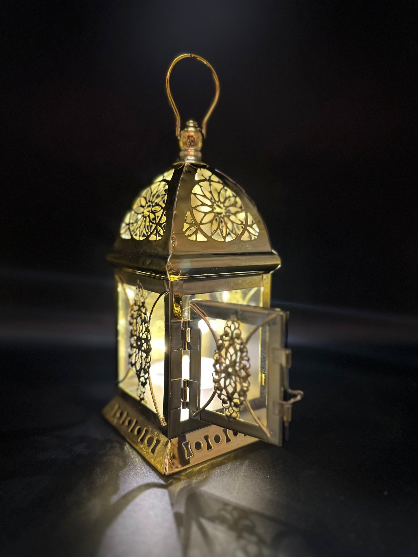 Ramadan Lantern with Lights - Gold
