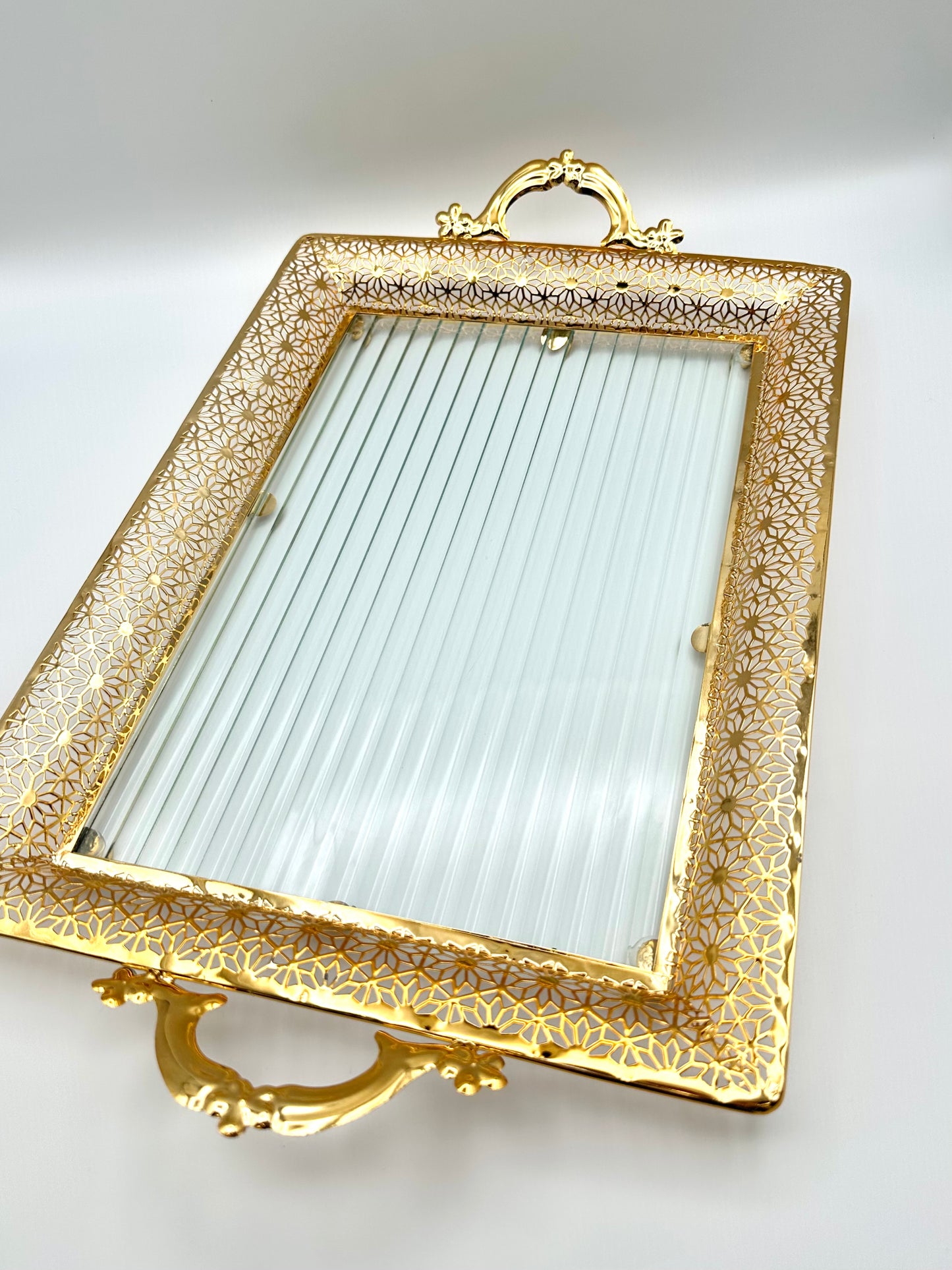 Set of Elegant Golden Ramadan Trays - 2 Pieces