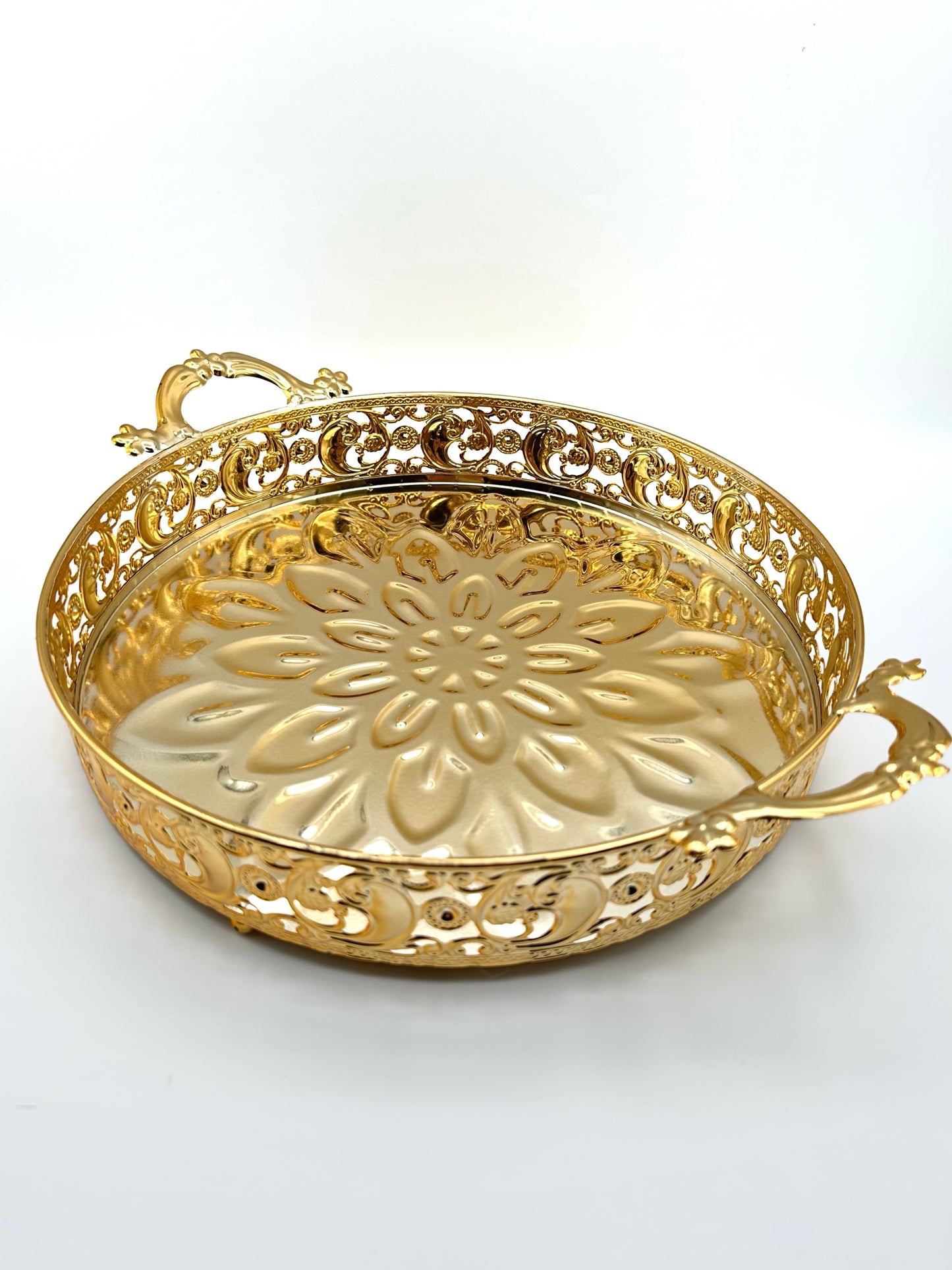 Set of Elegant Golden Ramadan Trays - 2 Pieces