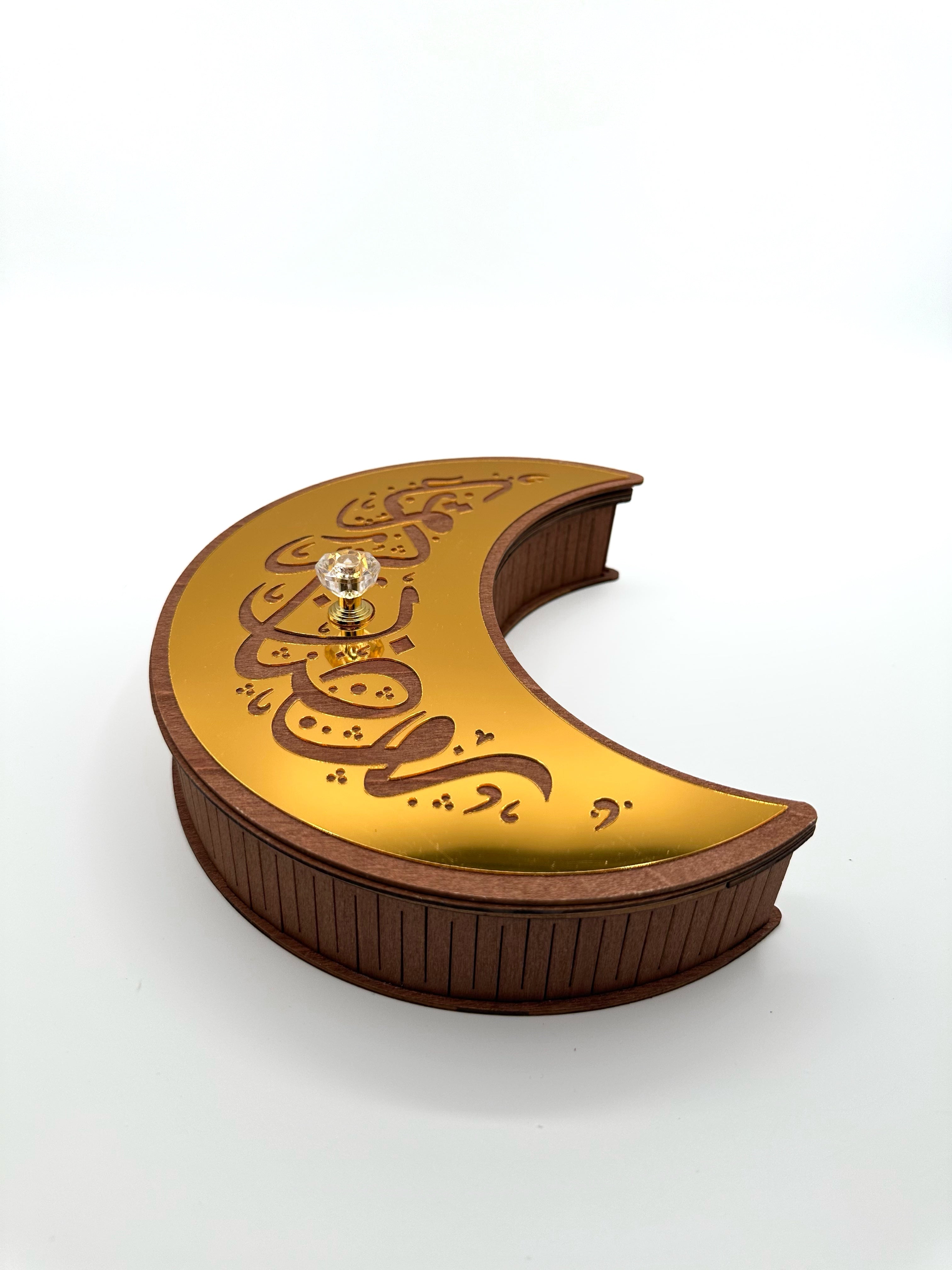 Moon And Star Platter Gold Ramadan Serving Tray With Dome Lid - Moon Star Embossed Stainless Steel Platter Ramadan Food Decorations