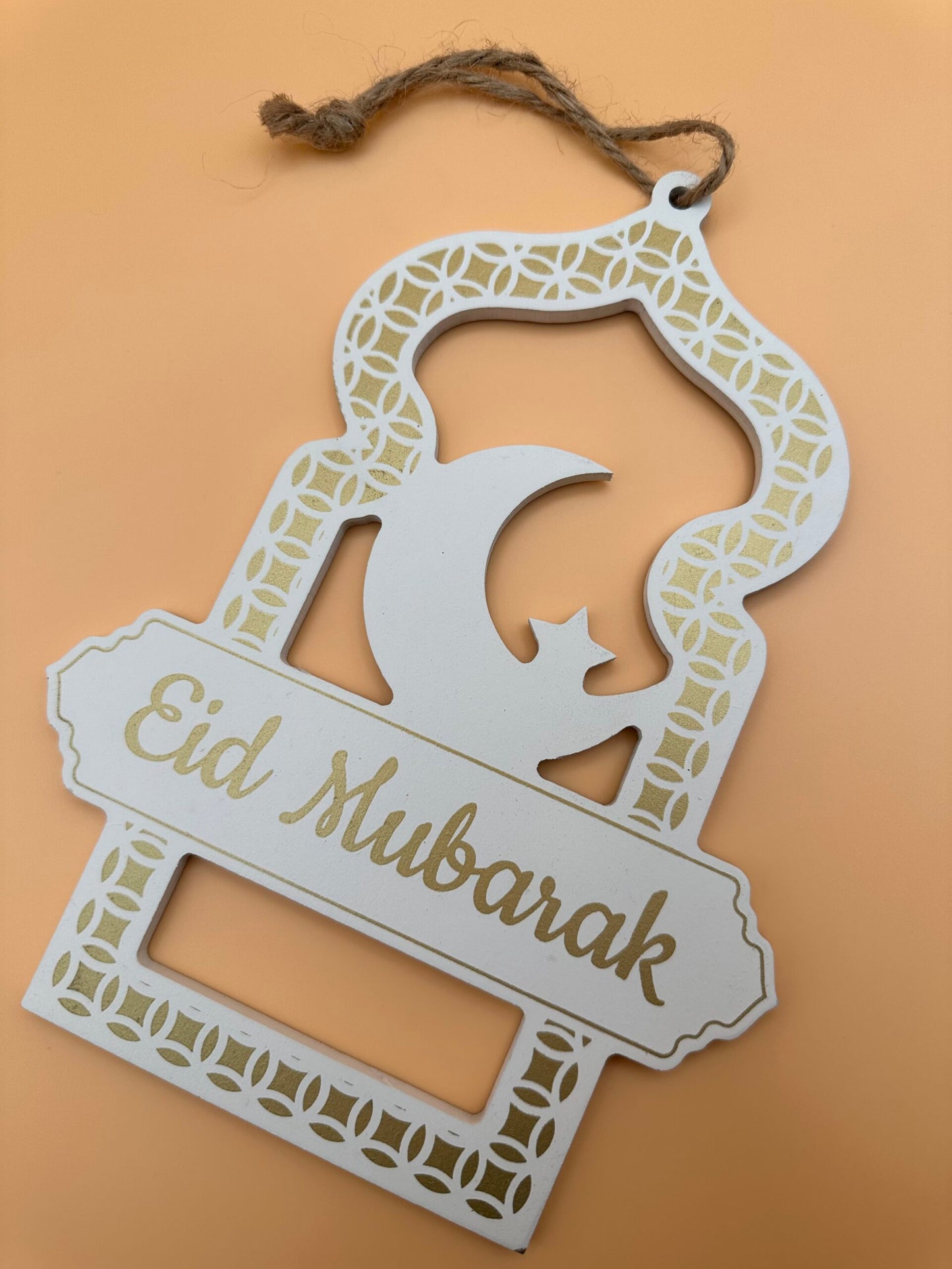 Eid Mubarak Wall Wooden Design - White