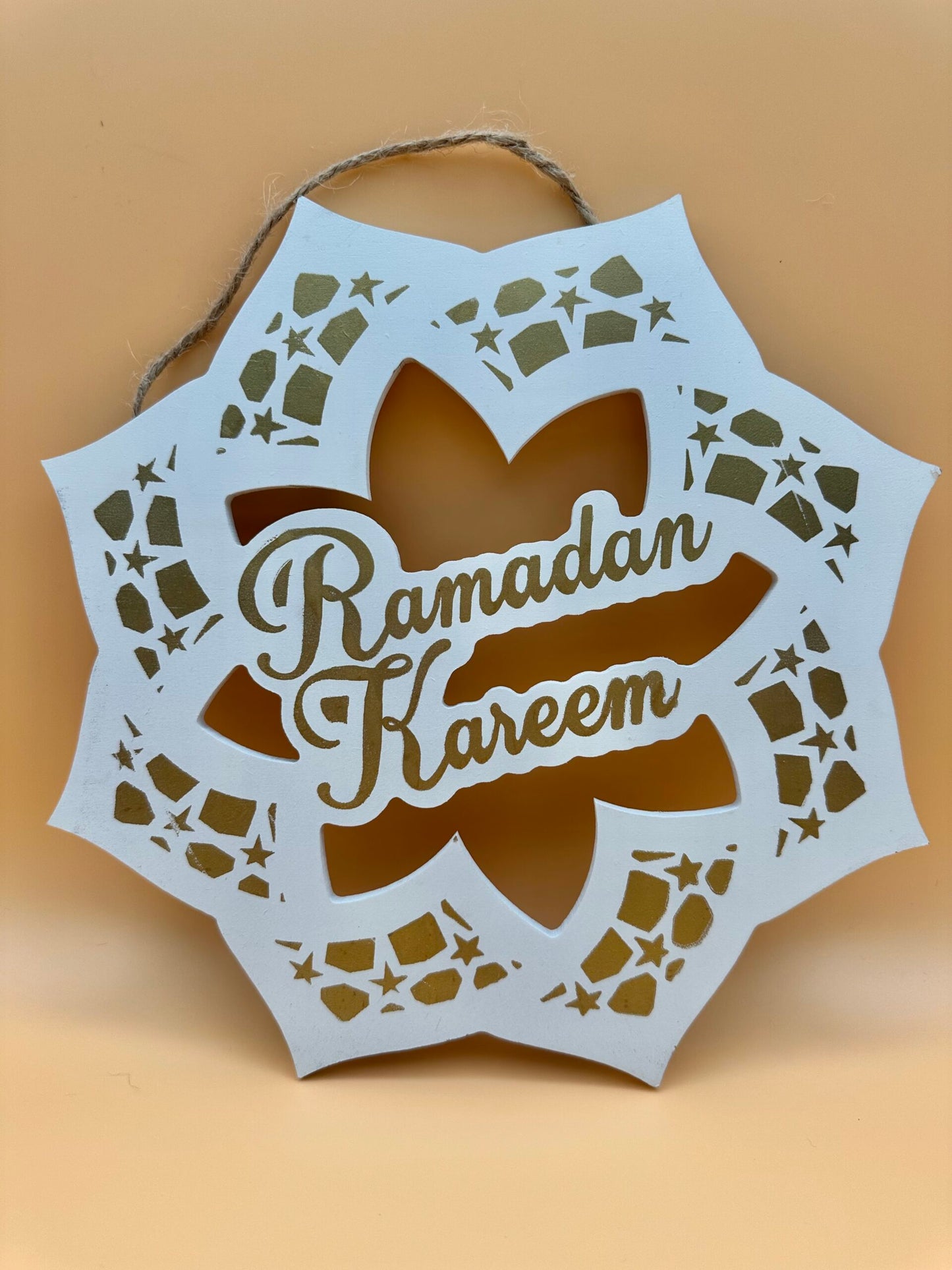 Ramadan Kareem Wall Wooden Design - White