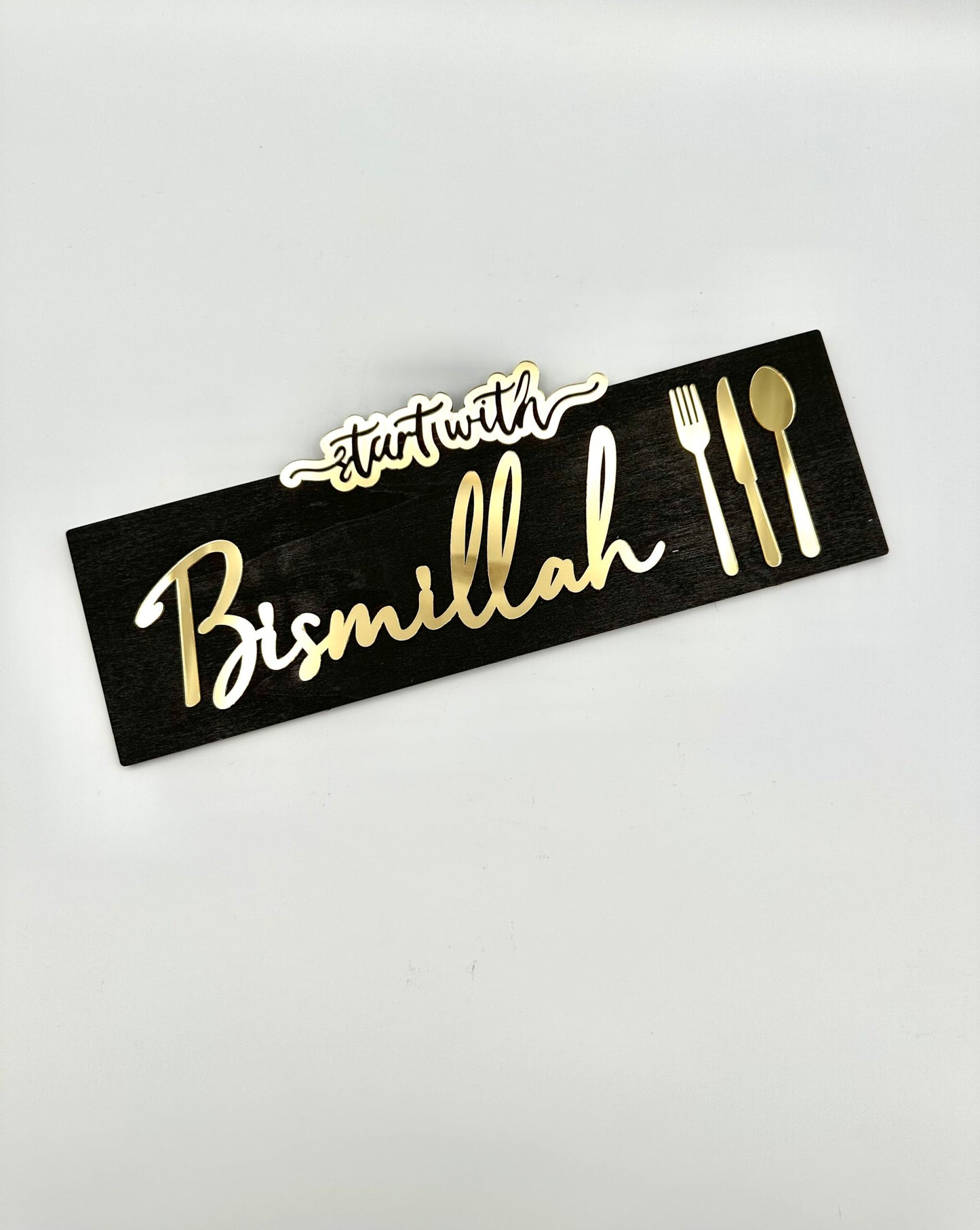Islamic Wood Wall Art Quote Start with Bismillah