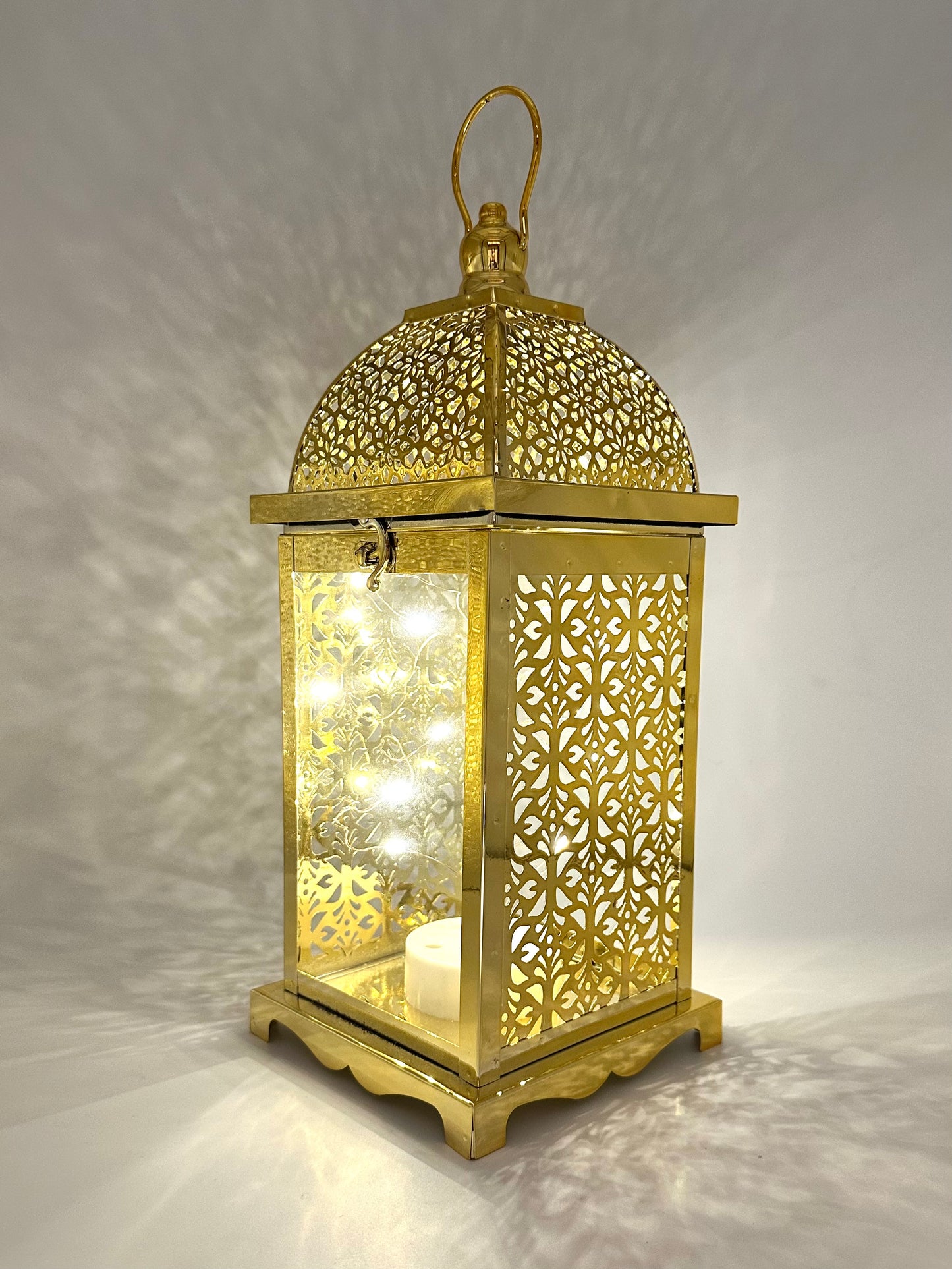 Medium Ramadan Lantern with Lights and Singing- Gold