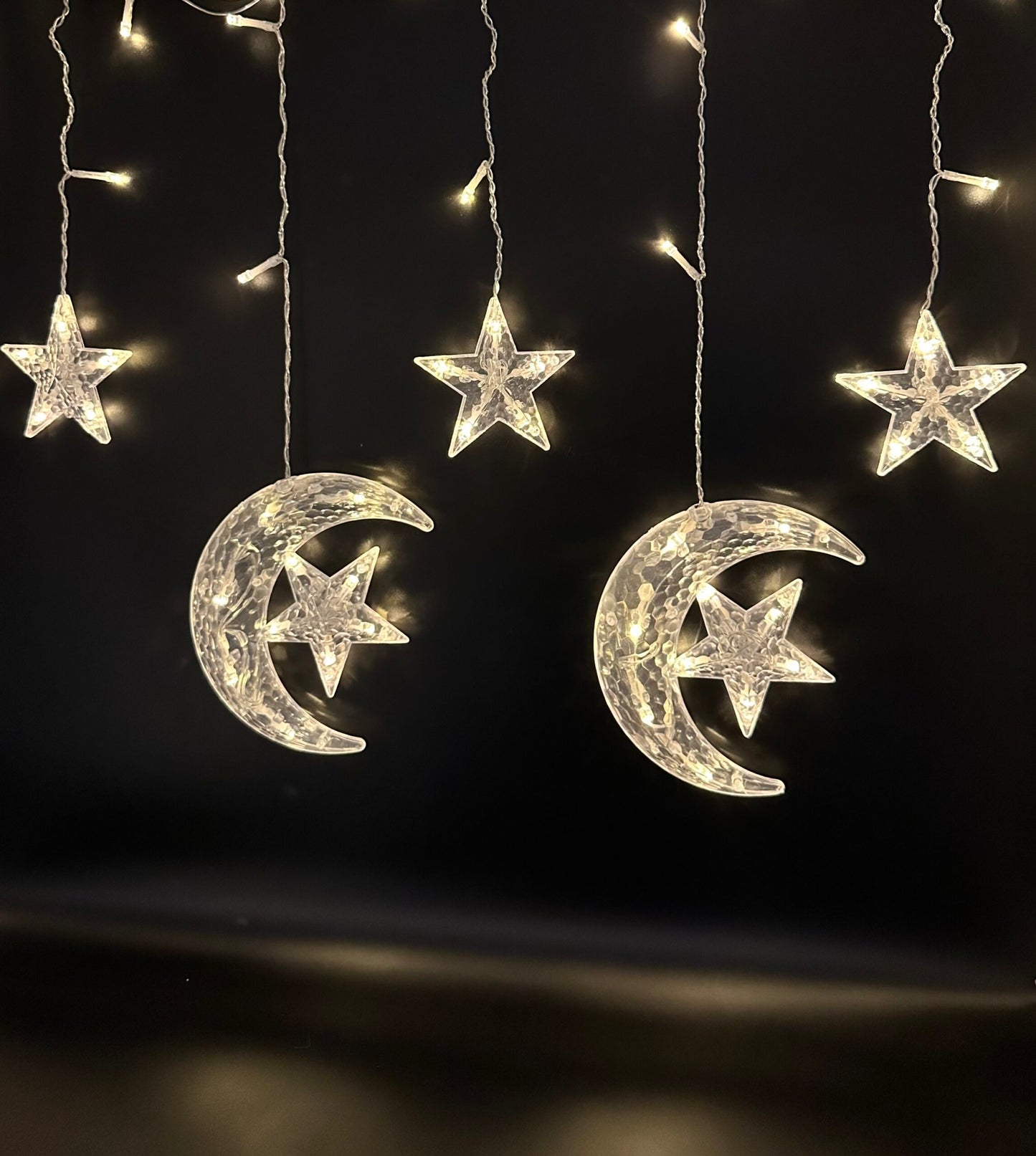 Sparkling LED Fairy Lights Set – Crescent with star and small stars
