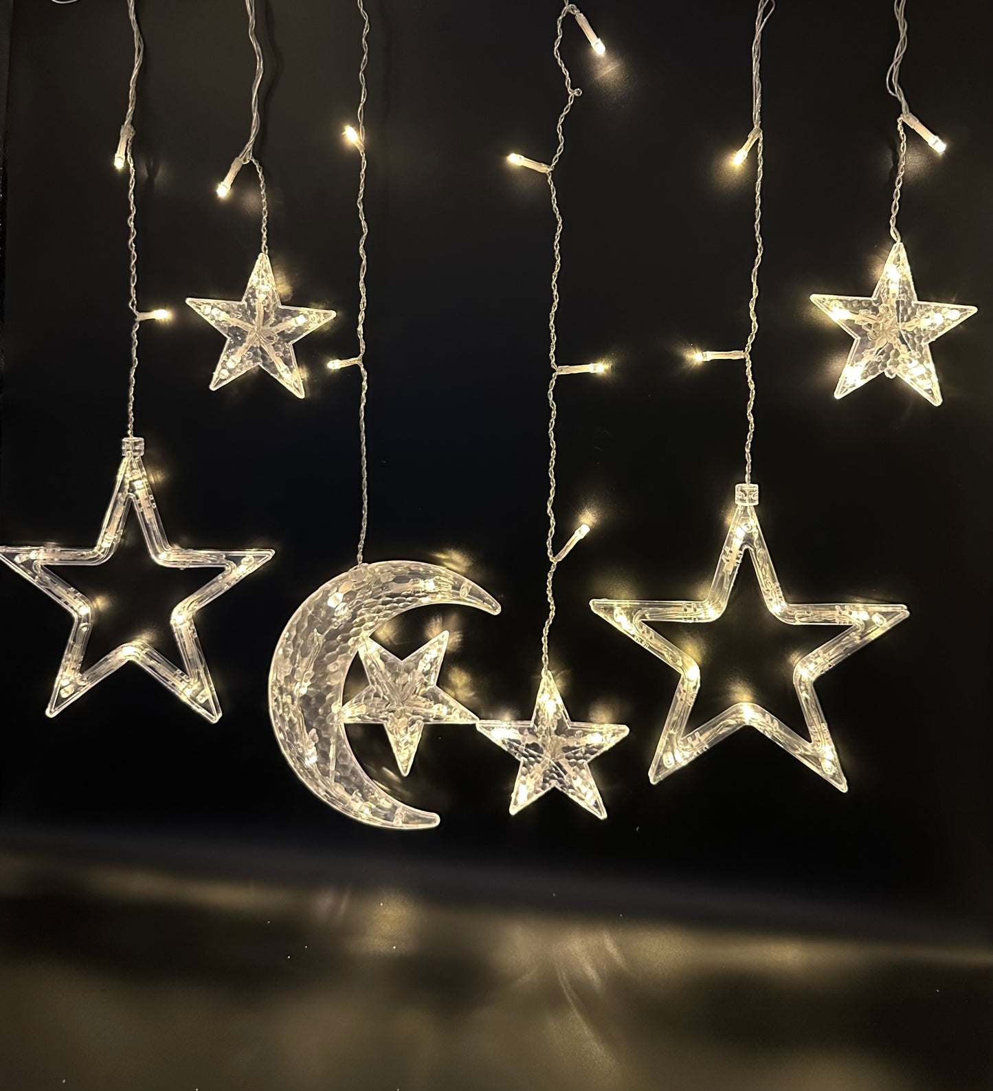 Sparkling LED Fairy Lights Set – Crescent with star and stars