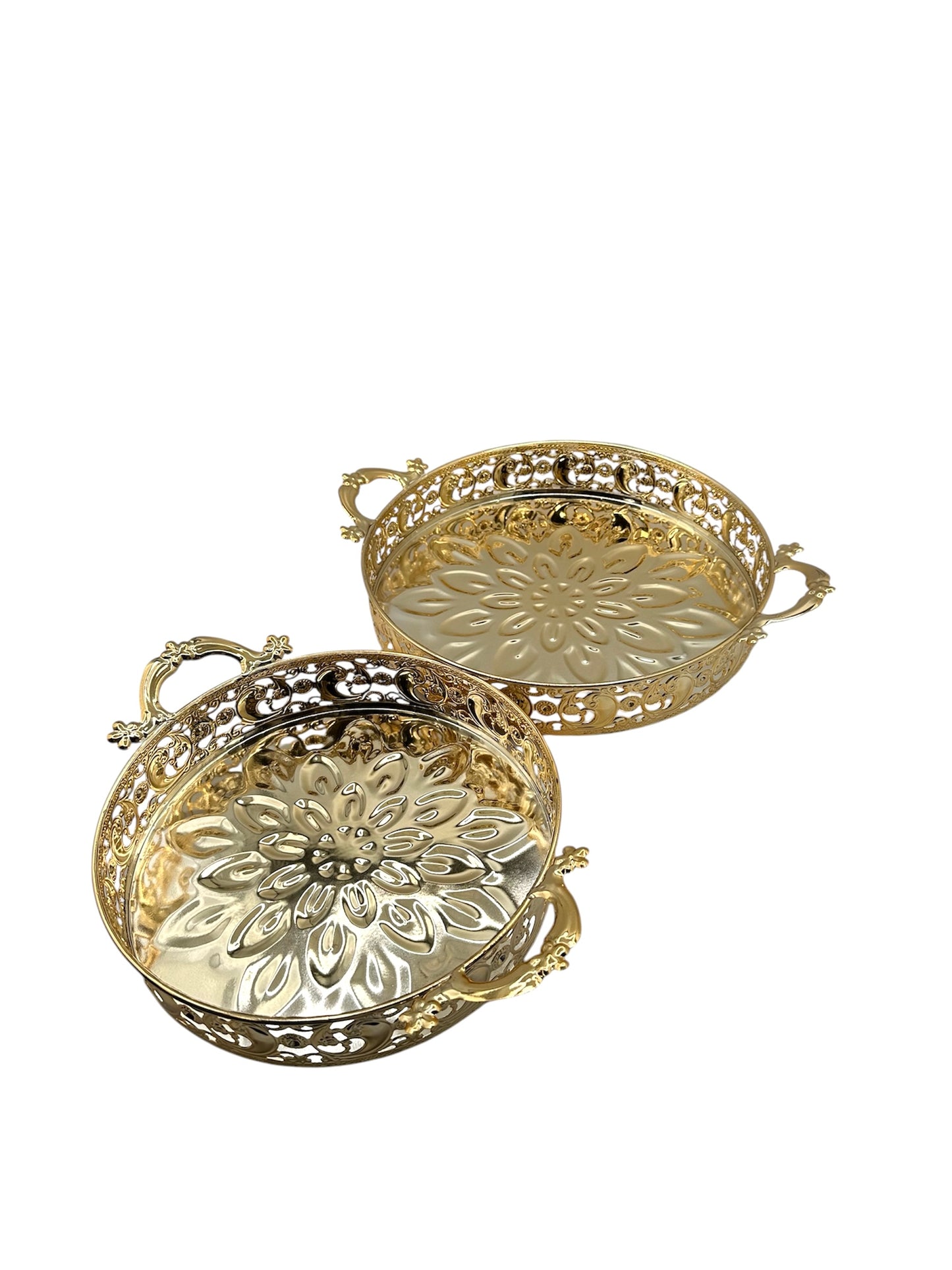 Set of Elegant Golden Ramadan Trays - 2 Pieces