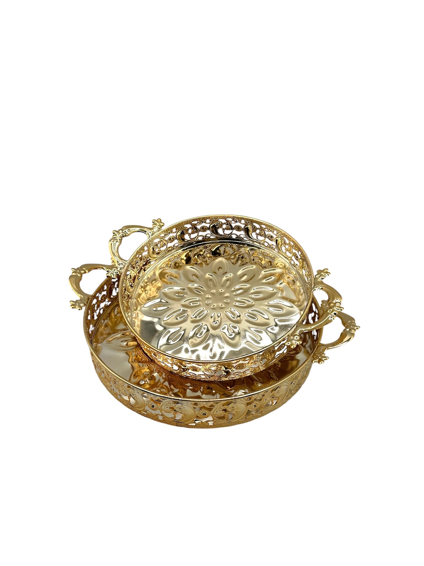 Set of Elegant Golden Ramadan Trays - 2 Pieces