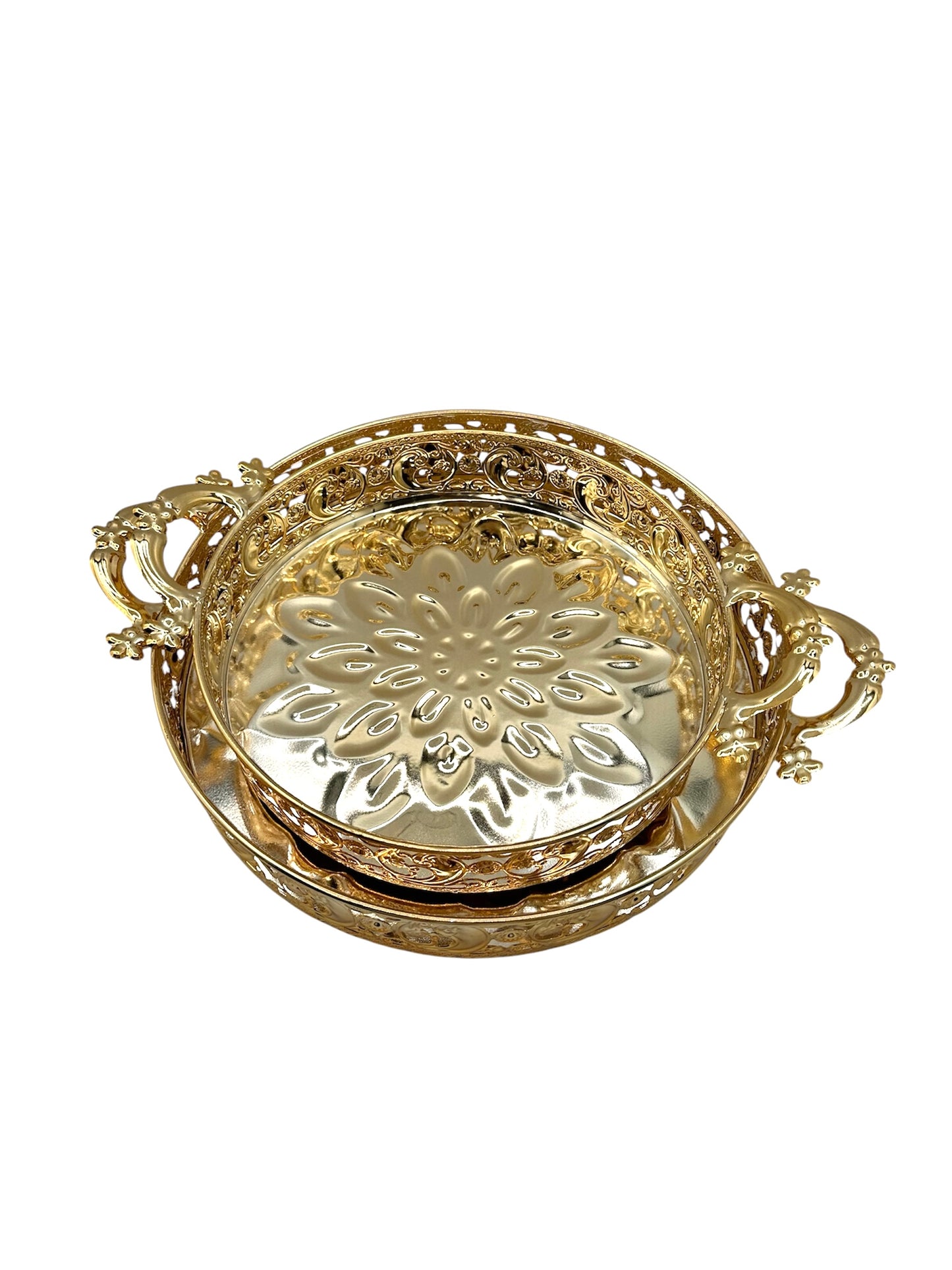 Set of Elegant Golden Ramadan Trays - 2 Pieces