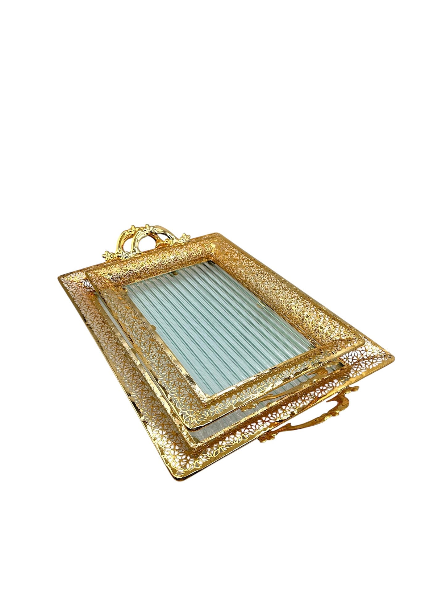 Set of Elegant Golden Ramadan Trays - 2 Pieces
