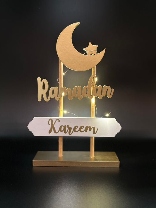 Ramadan Kareem Wooden with lights Tabletop