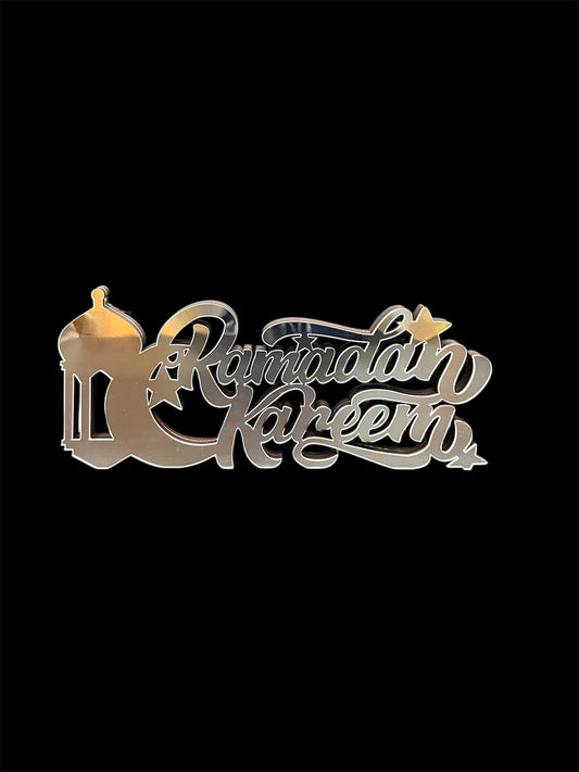 Ramadan Kareem Wooden Acrylic Tabletop - Silver
