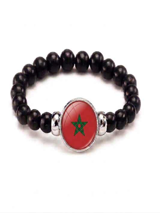 Morocco Flag Beaded Bracelet