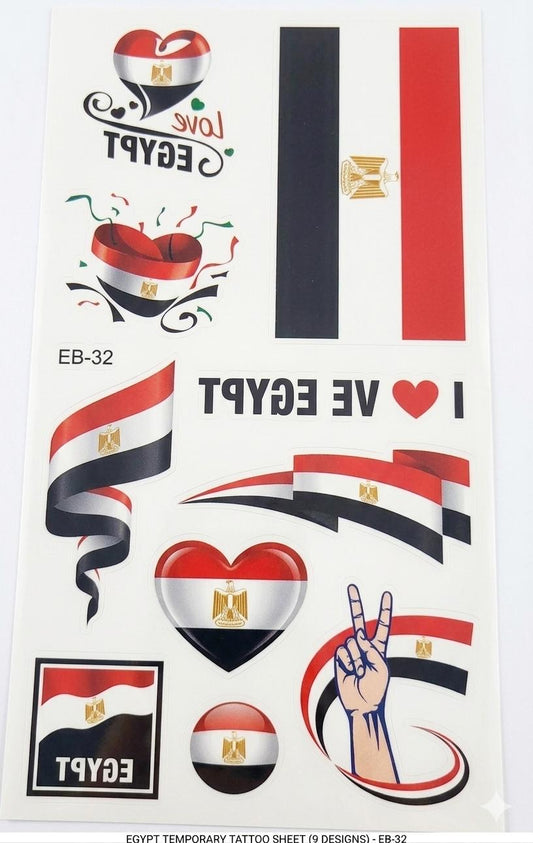 Egypt Flag Temporary Tattoo Sheet