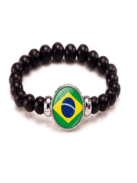 Brazil Flag Beaded Bracelet
