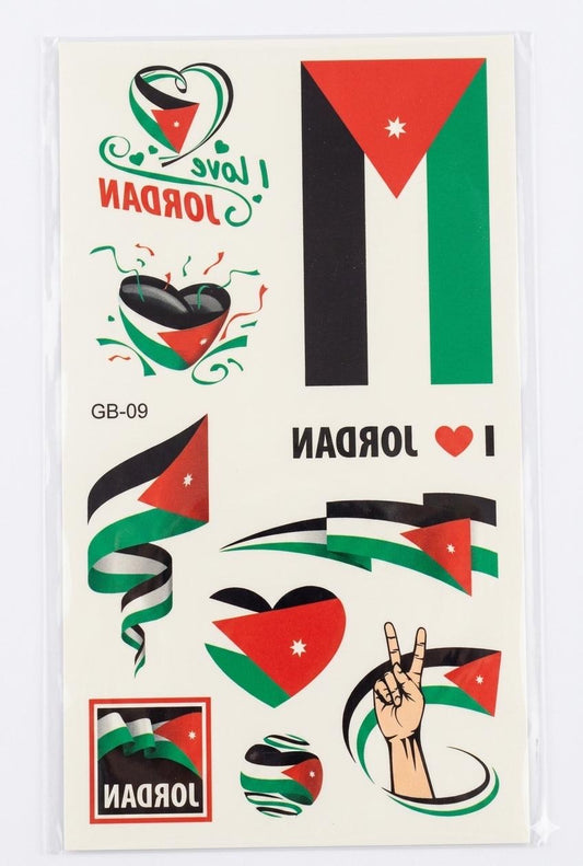 Jordan Flag Temporary Tattoo Sheet