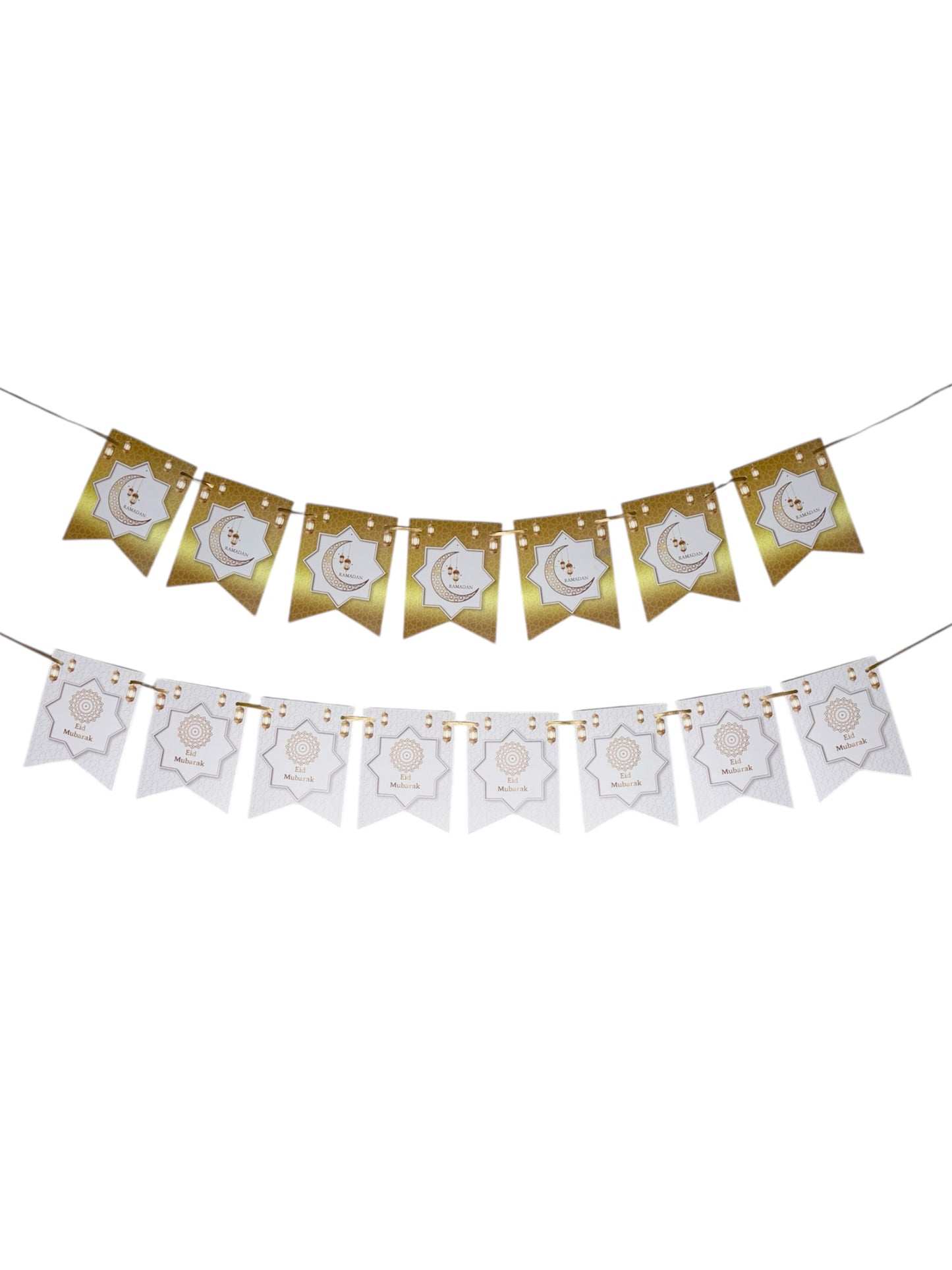 Eid Mubarak Banner- White-Gold