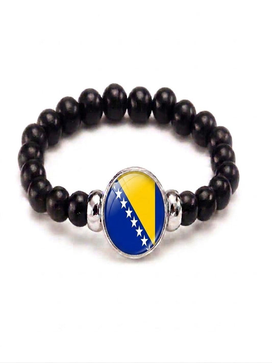 Bosnia Flag Beaded Bracelet