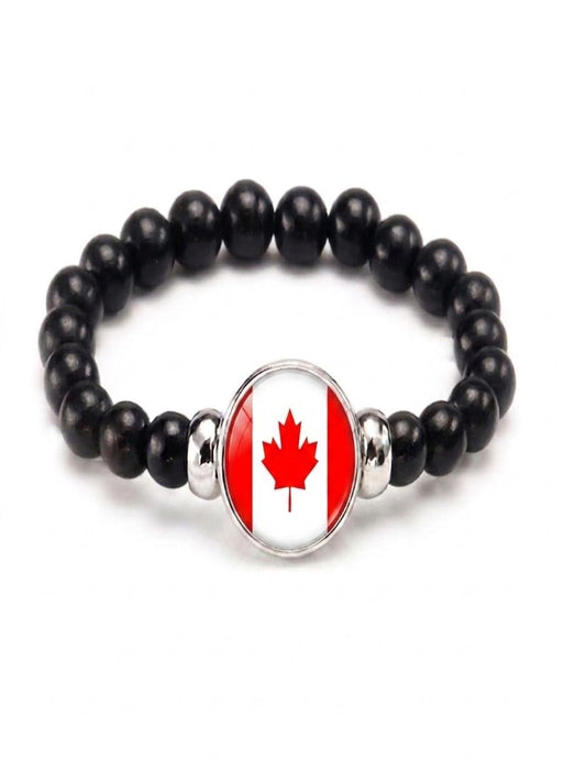 Canada Flag Beaded Bracelet