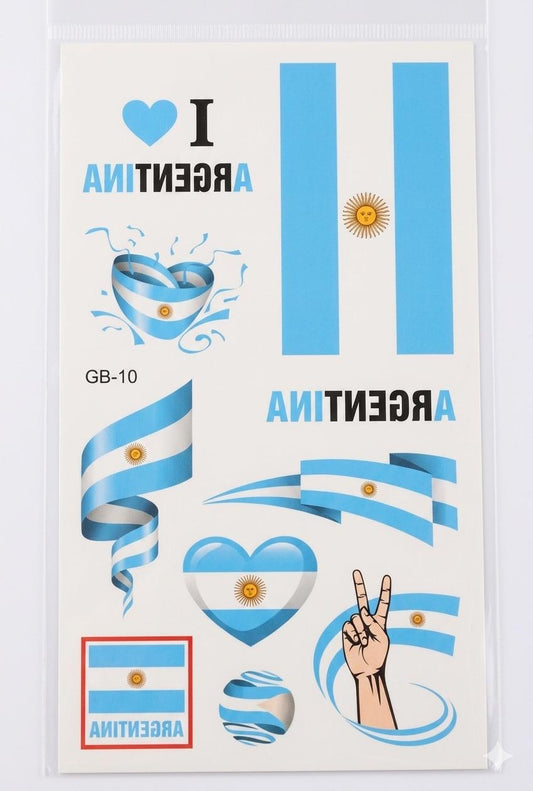Argentina Flag Temporary Tattoo Sheet