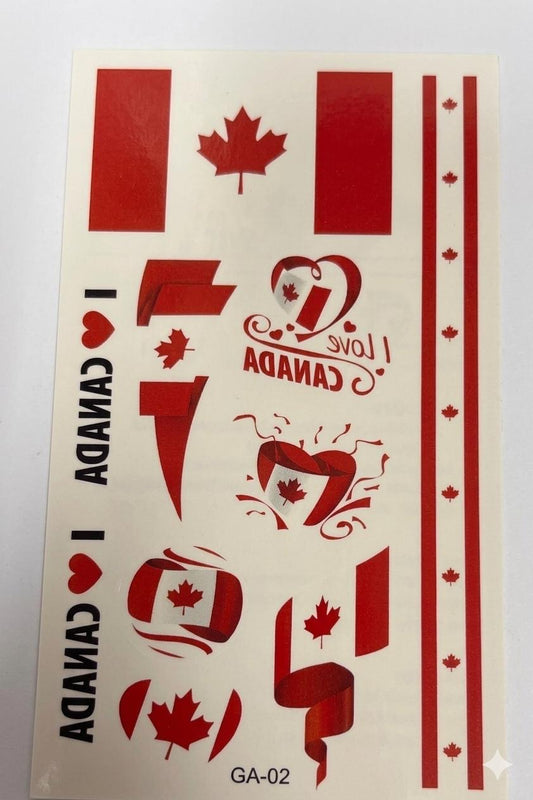 Canada Flag Temporary Tattoo Sheet