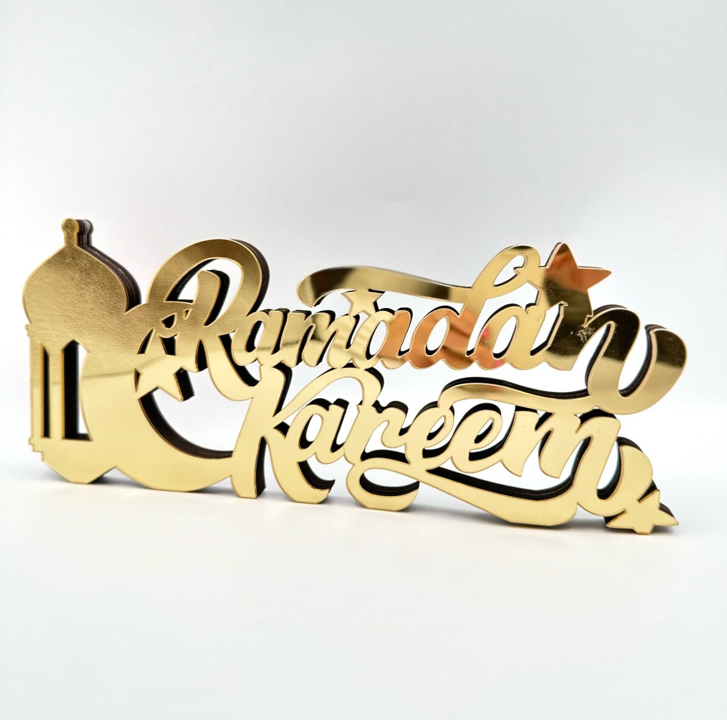 Ramadan Kareem Wooden Acrylic Tabletop - Gold