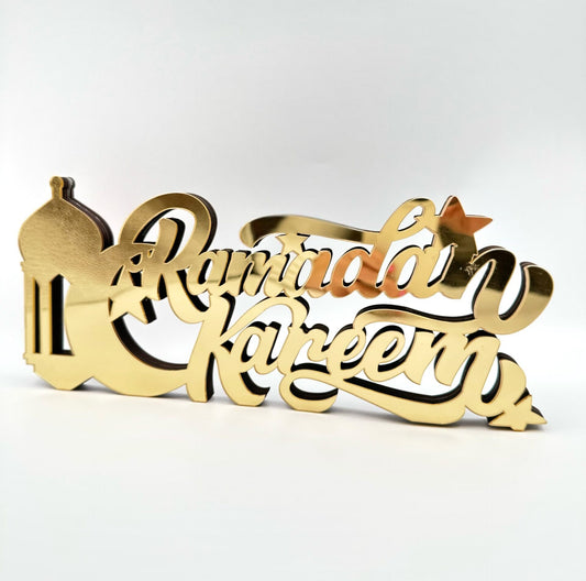 Ramadan Kareem Wooden Acrylic Tabletop - Gold