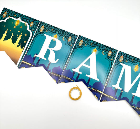 Ramadan Mubarak Banner- Blue White