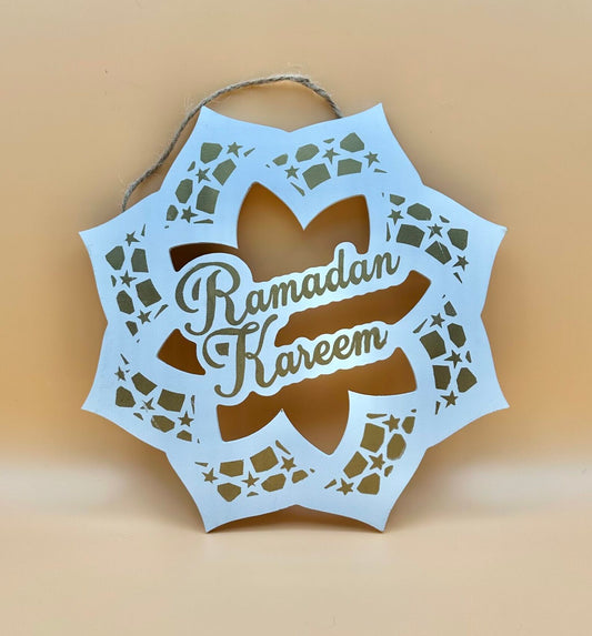Ramadan Kareem Wall Wooden Design - White