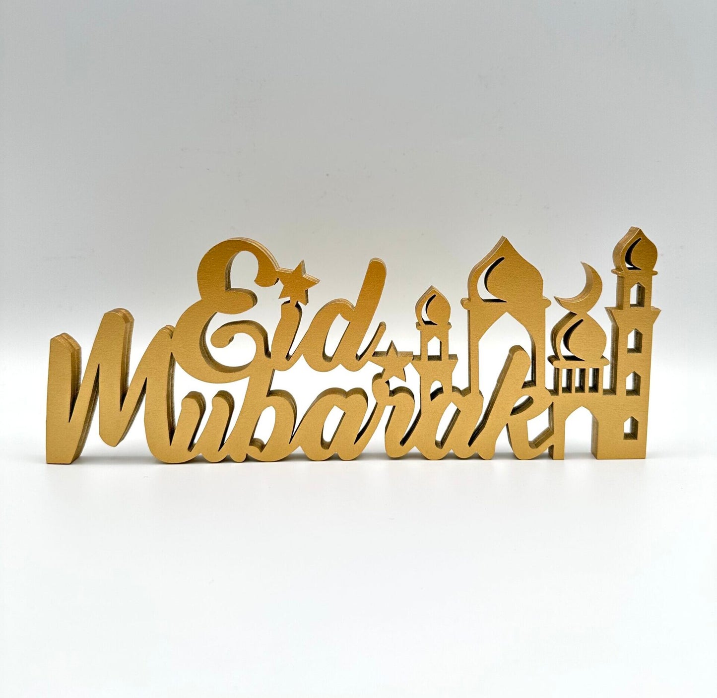 Eid Mubarak Tabletop Wooden Design - Gold