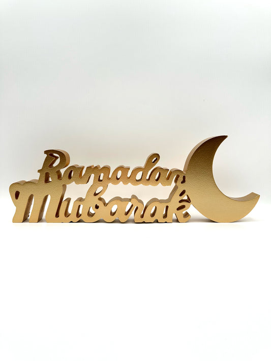 Ramadan Mubarak Tabletop Wooden Design - Gold