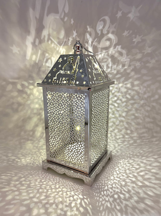 Ramadan Lantern with Lights and Singing- Silver