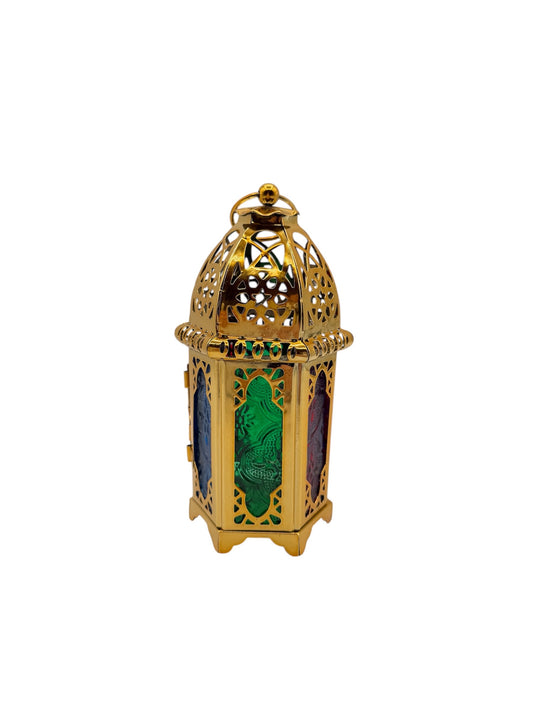 Small Lantern with stained glass - Gold
